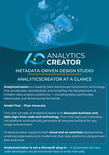 AnalyticsCreator at a glance