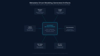 Metadata model generating tables, pipelines, documentation, lineage and deployment artifacts