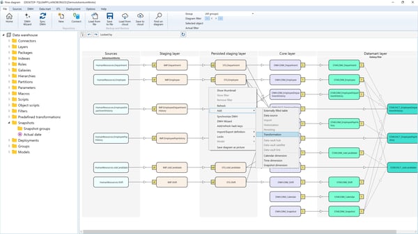 Transformation Wizard - Context Menu