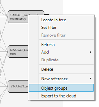 Object Groups Context Menu