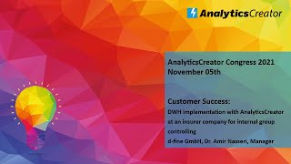 AnalyticsCreator Congress 2021 data warehouse automation at a big German insurer