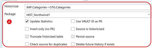 General historization setup settings
