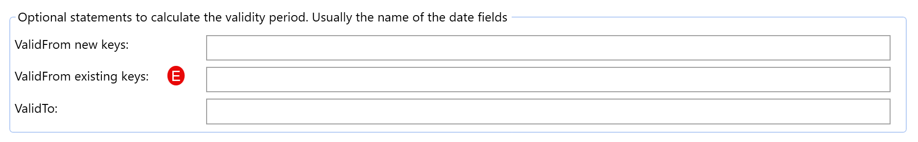 Validity-period statements settings