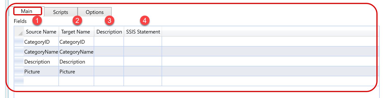 Import fields settings