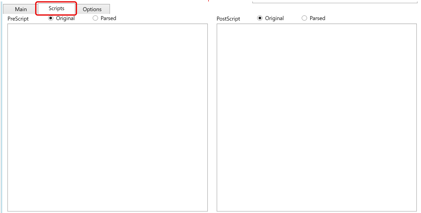 Import scripts settings