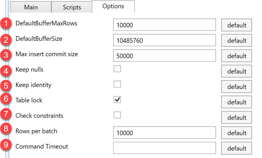 Import options settings