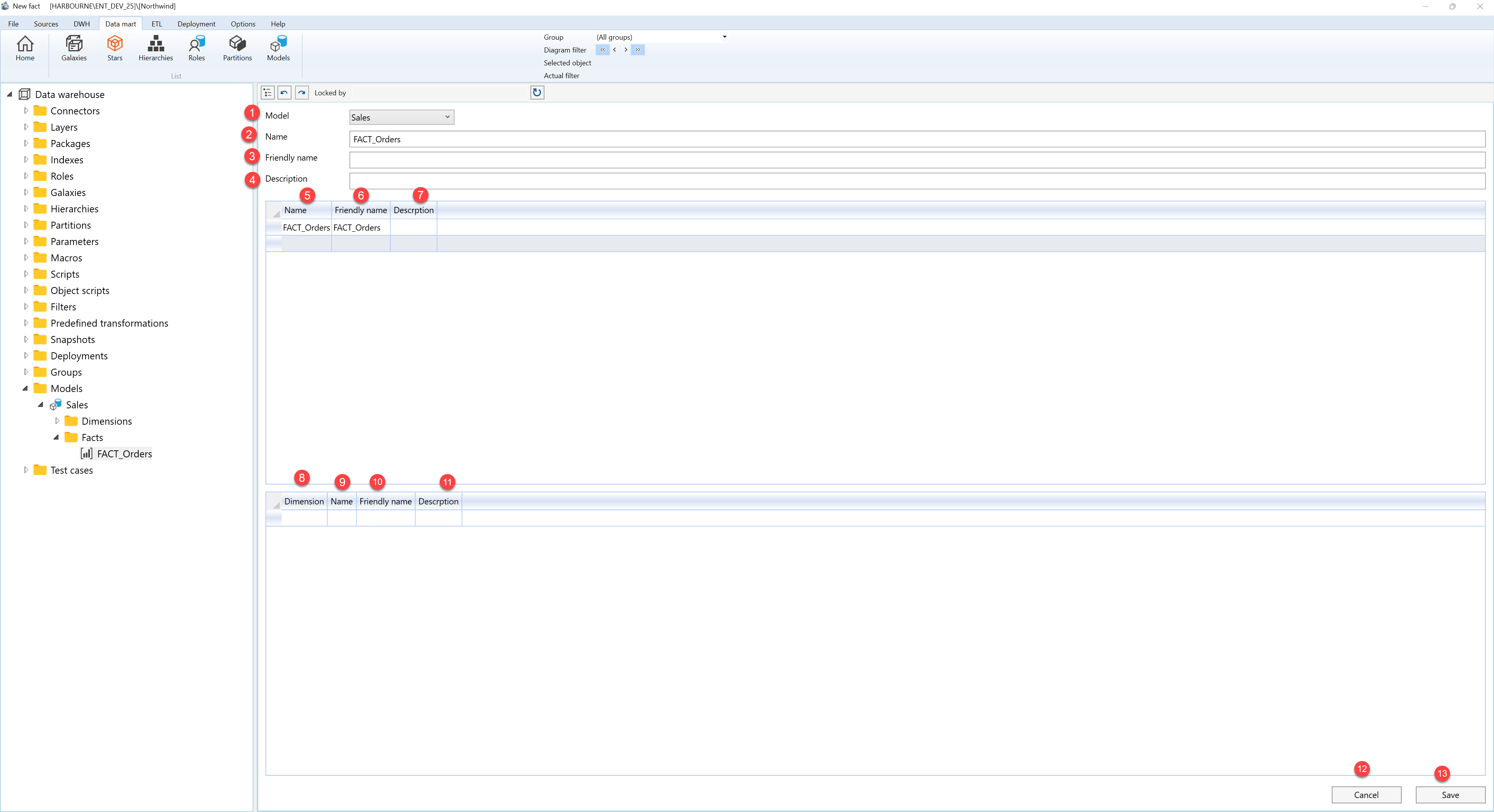 AnalyticsCreator Model Dimension page - Screen overview
