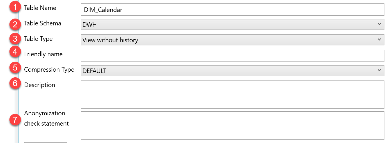 AnalyticsCreator Table page - A. Table details