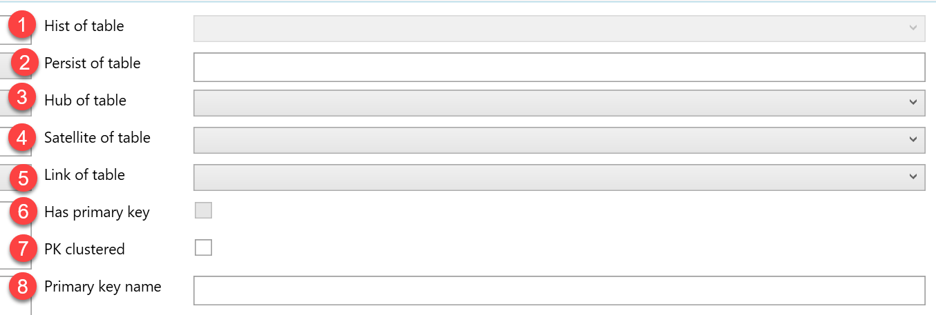AnalyticsCreator Table page - B. Related table and primary-key settings