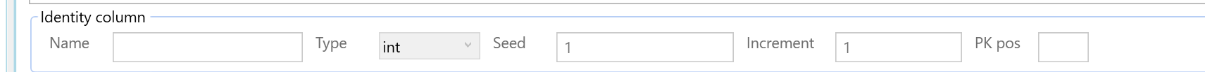 AnalyticsCreator Table page - E. Identity column