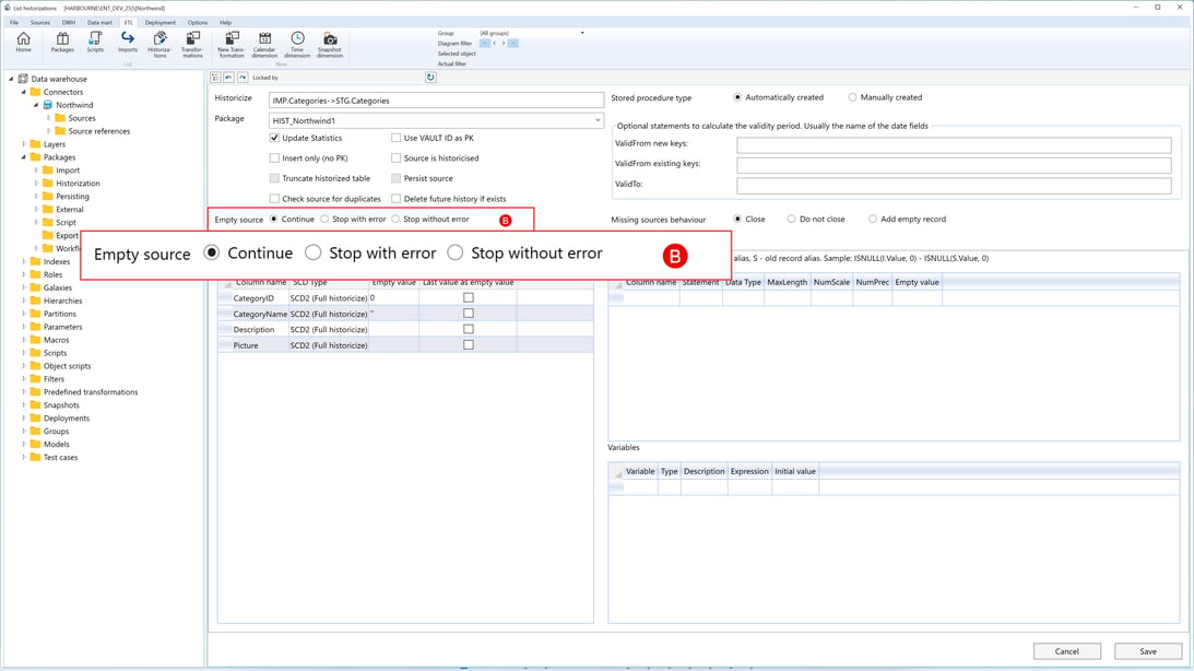 Empty source behavior settings
