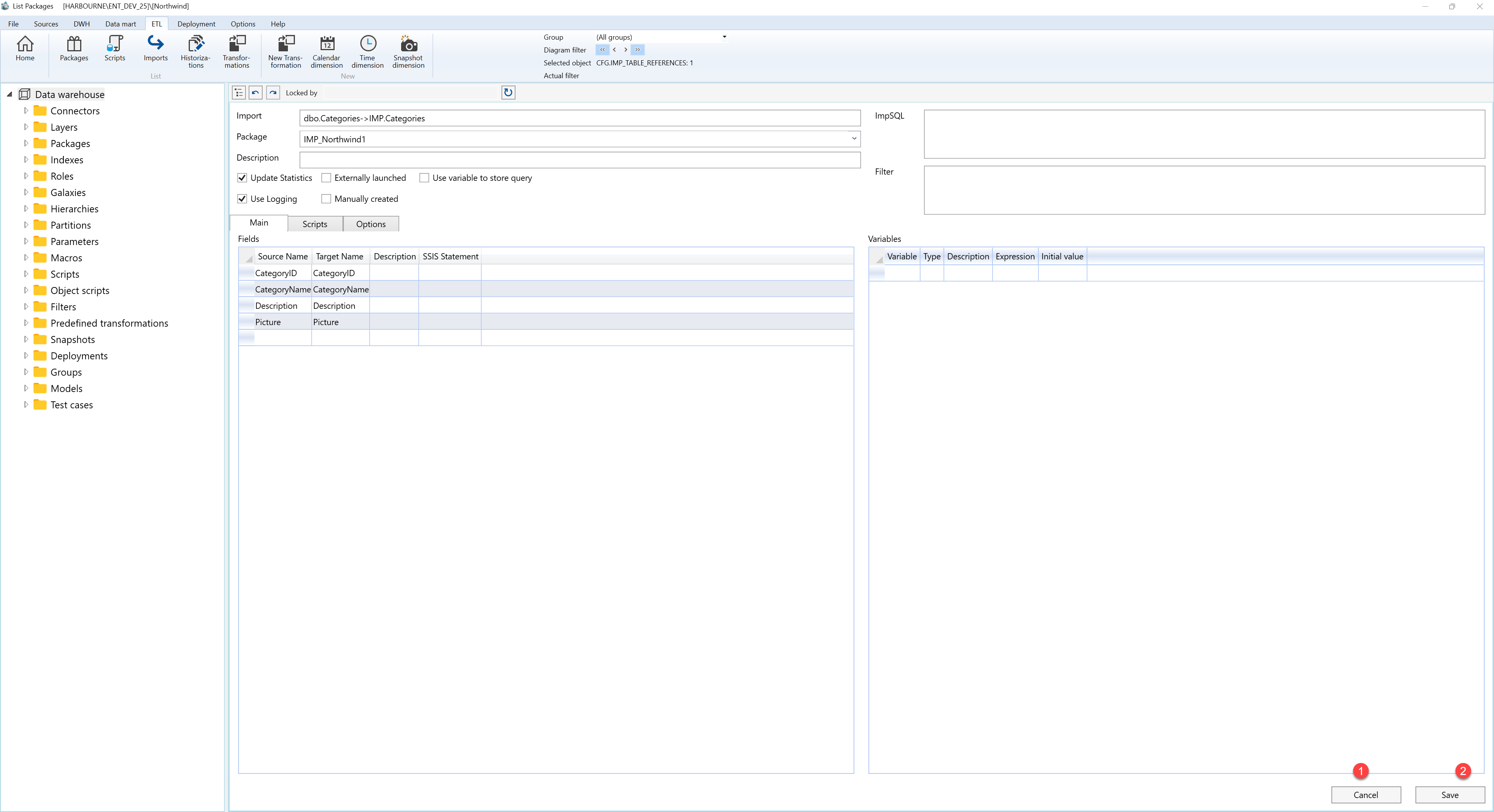 AnalyticsCreator Package page - F. Page actions