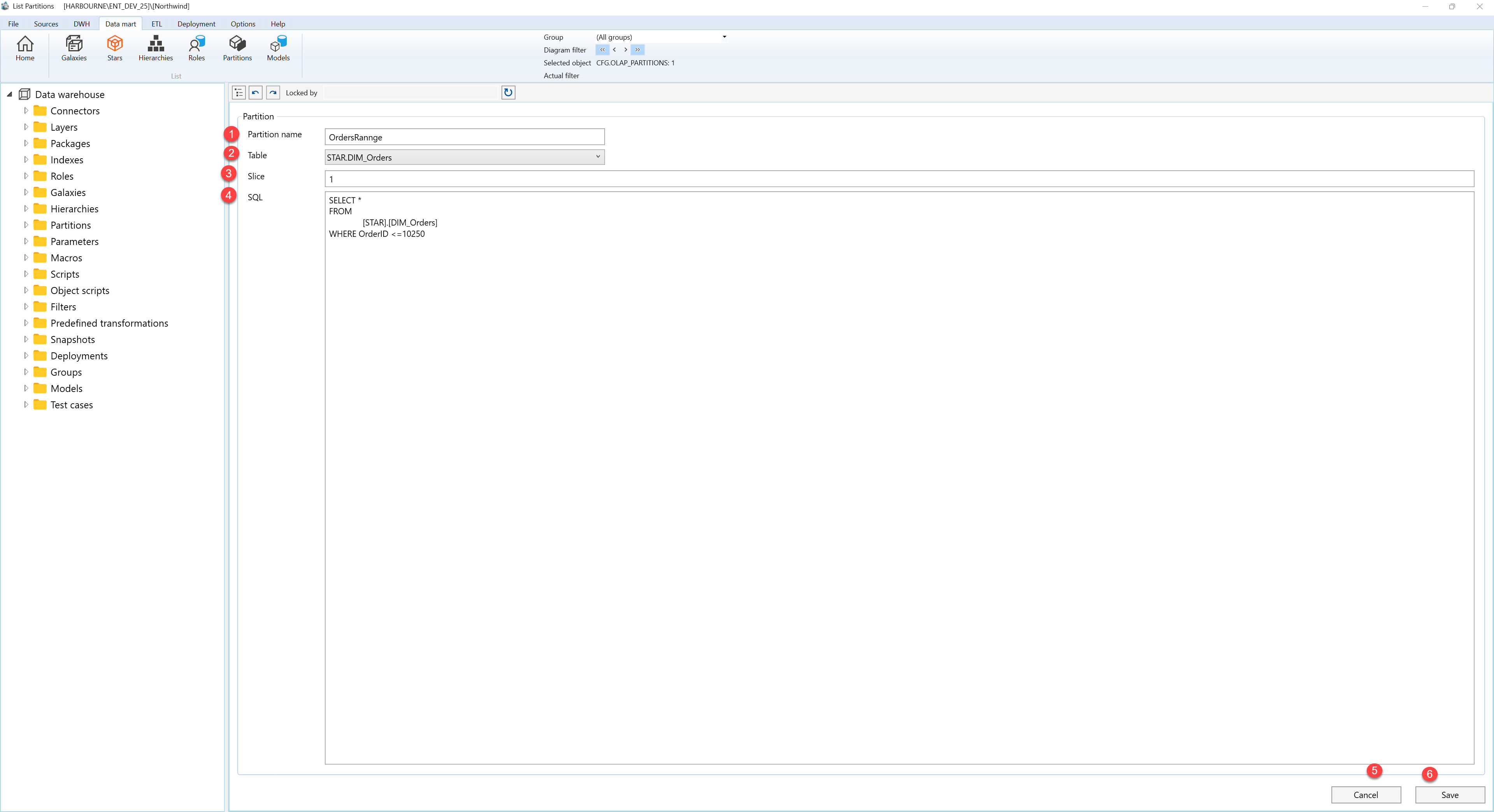 OLAP Partition - Screen overview