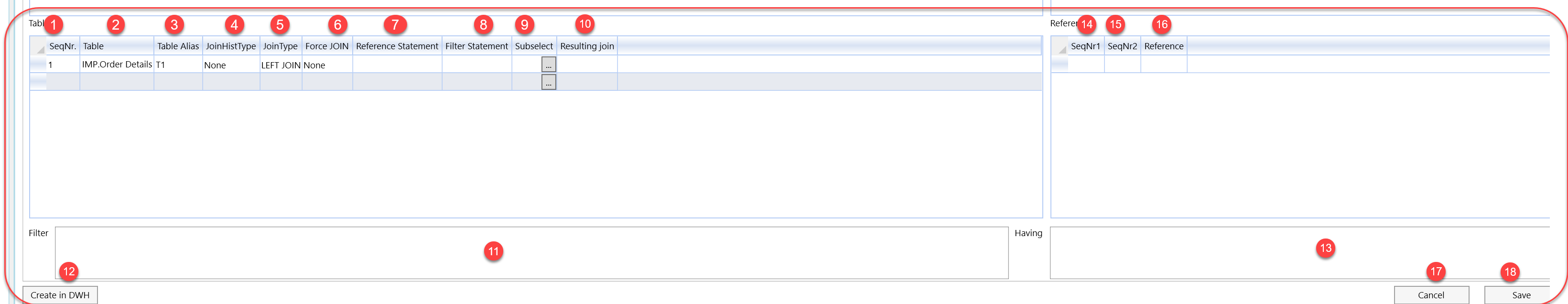 Transformation - C. Source tables, references, filters, and actions