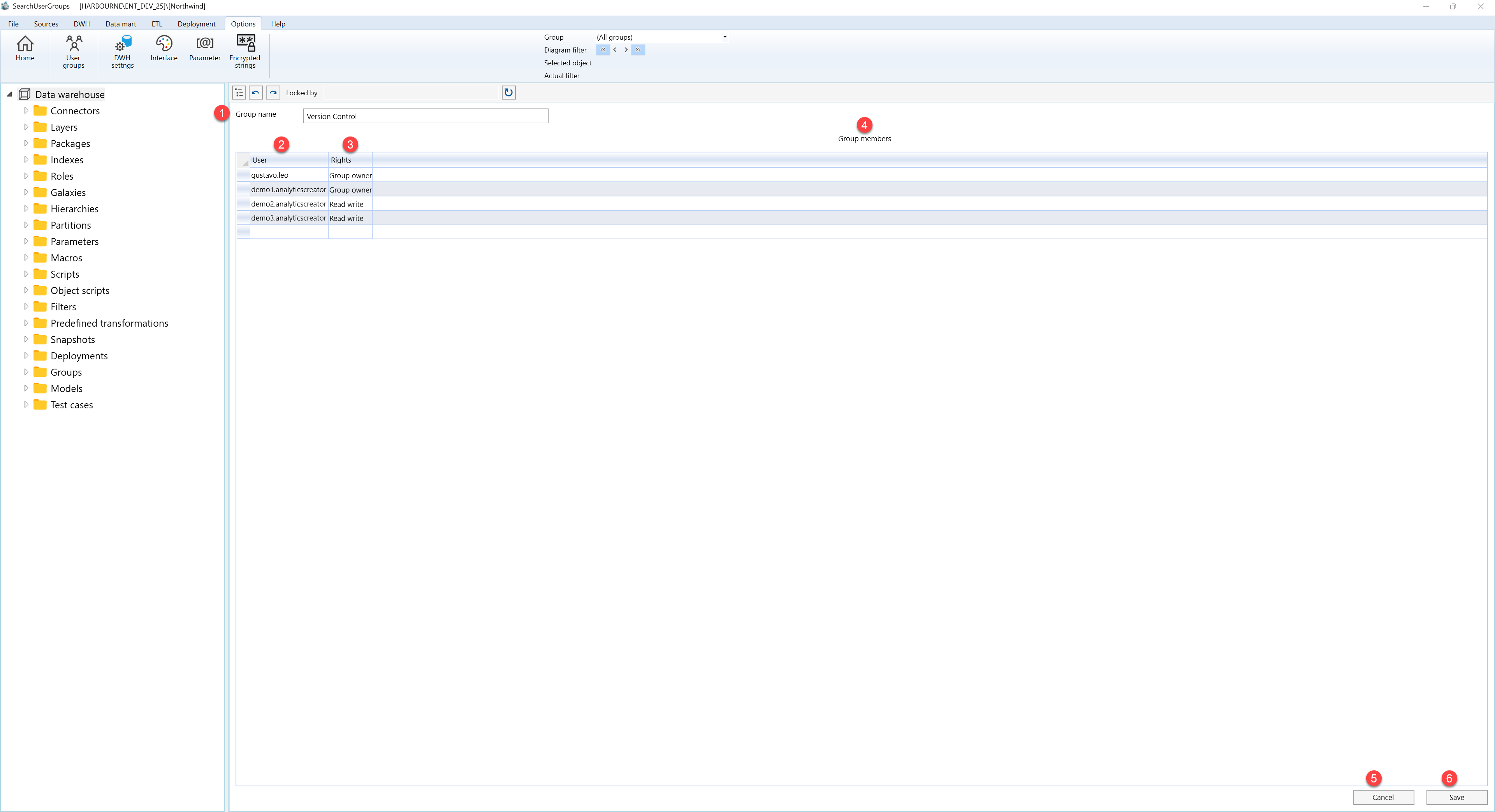 Users in user group - Screen overview