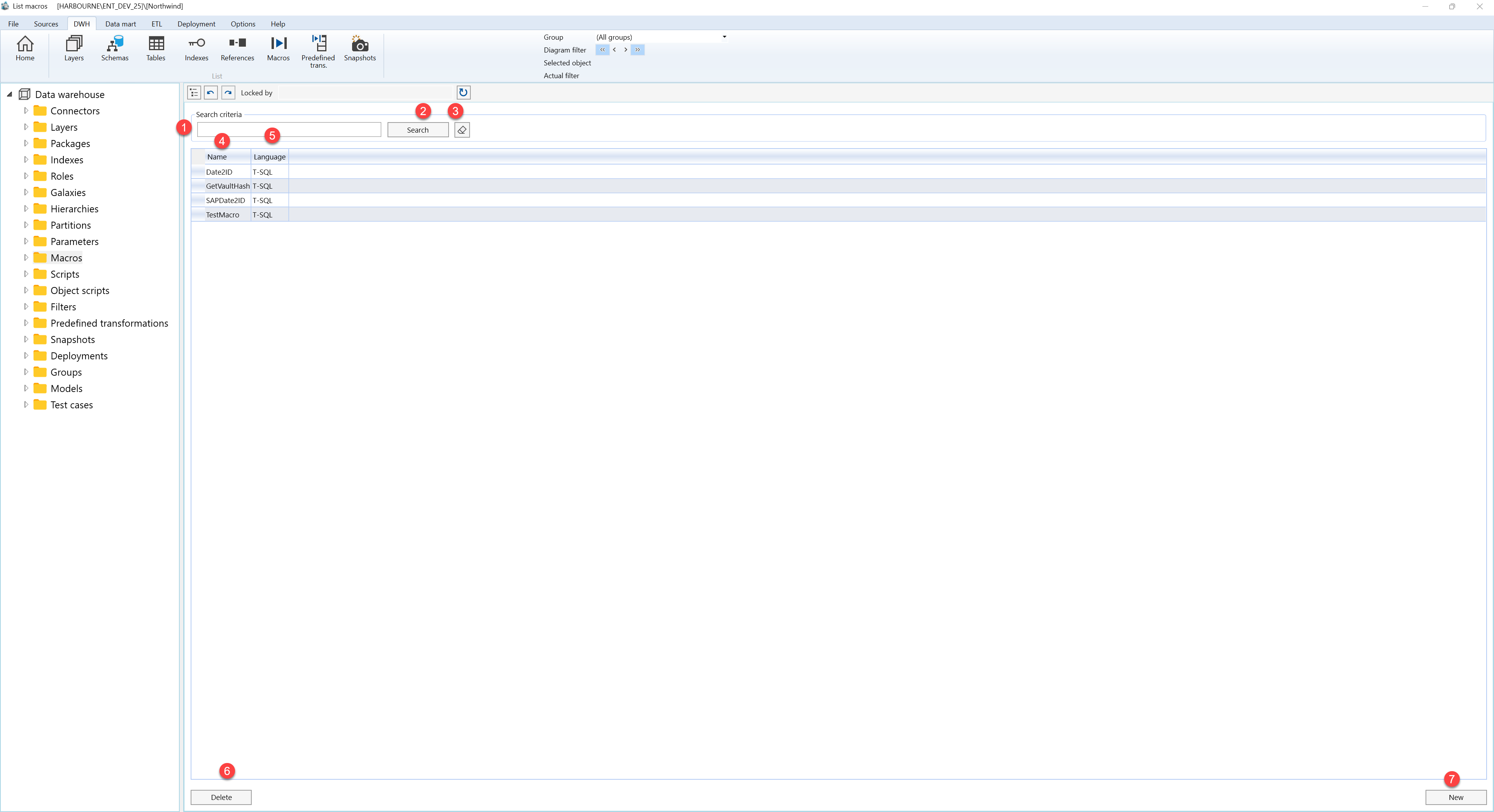 Macros - Screen overview