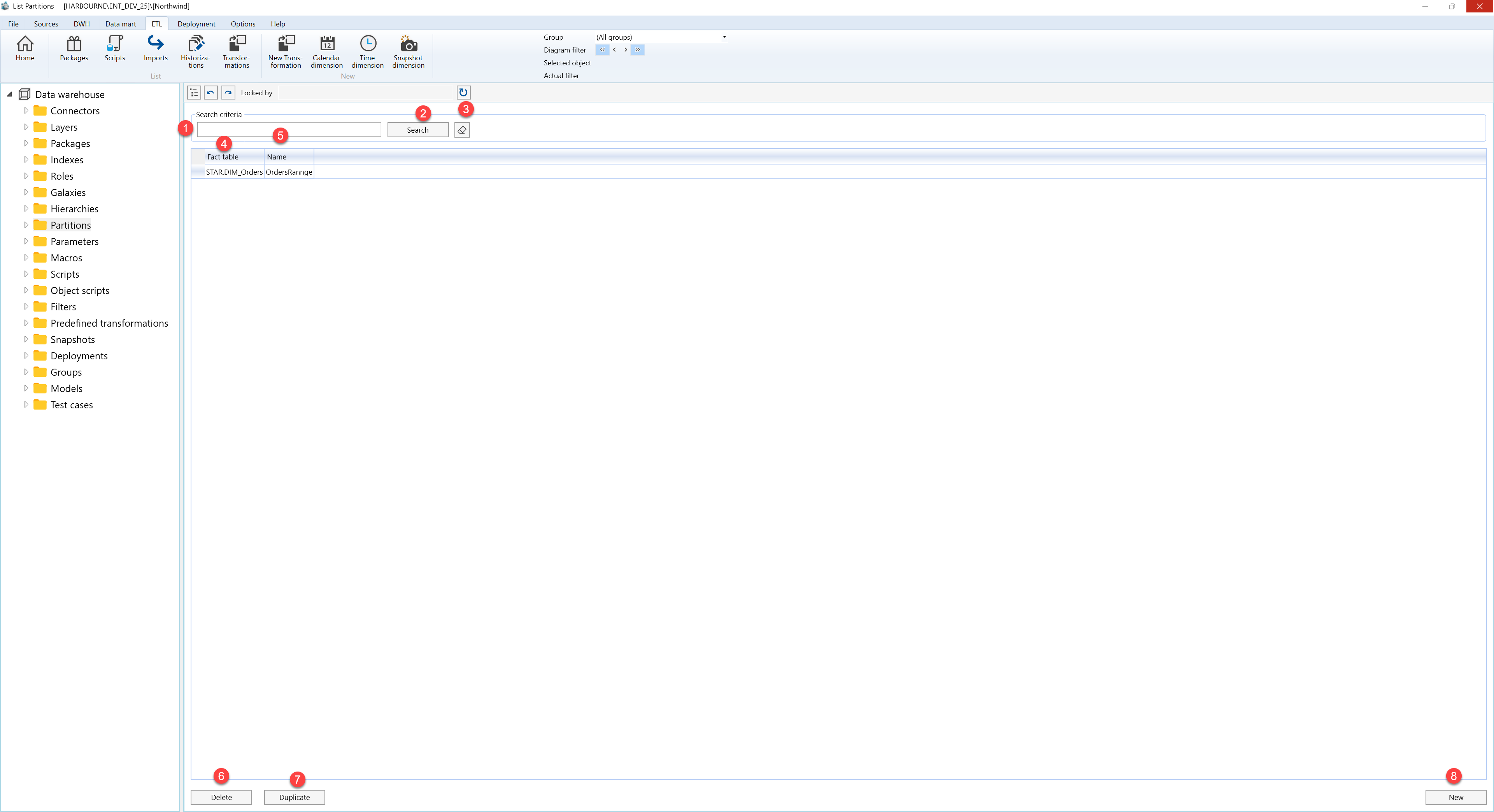 Partitions - Screen overview