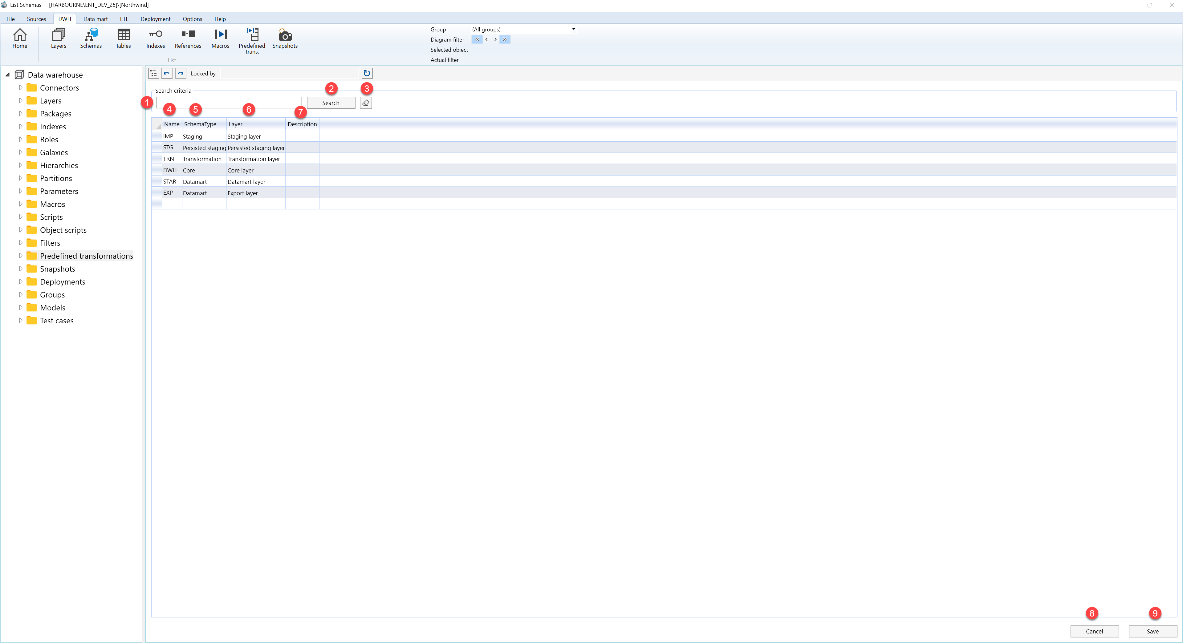 Snapshot groups - Screen overview