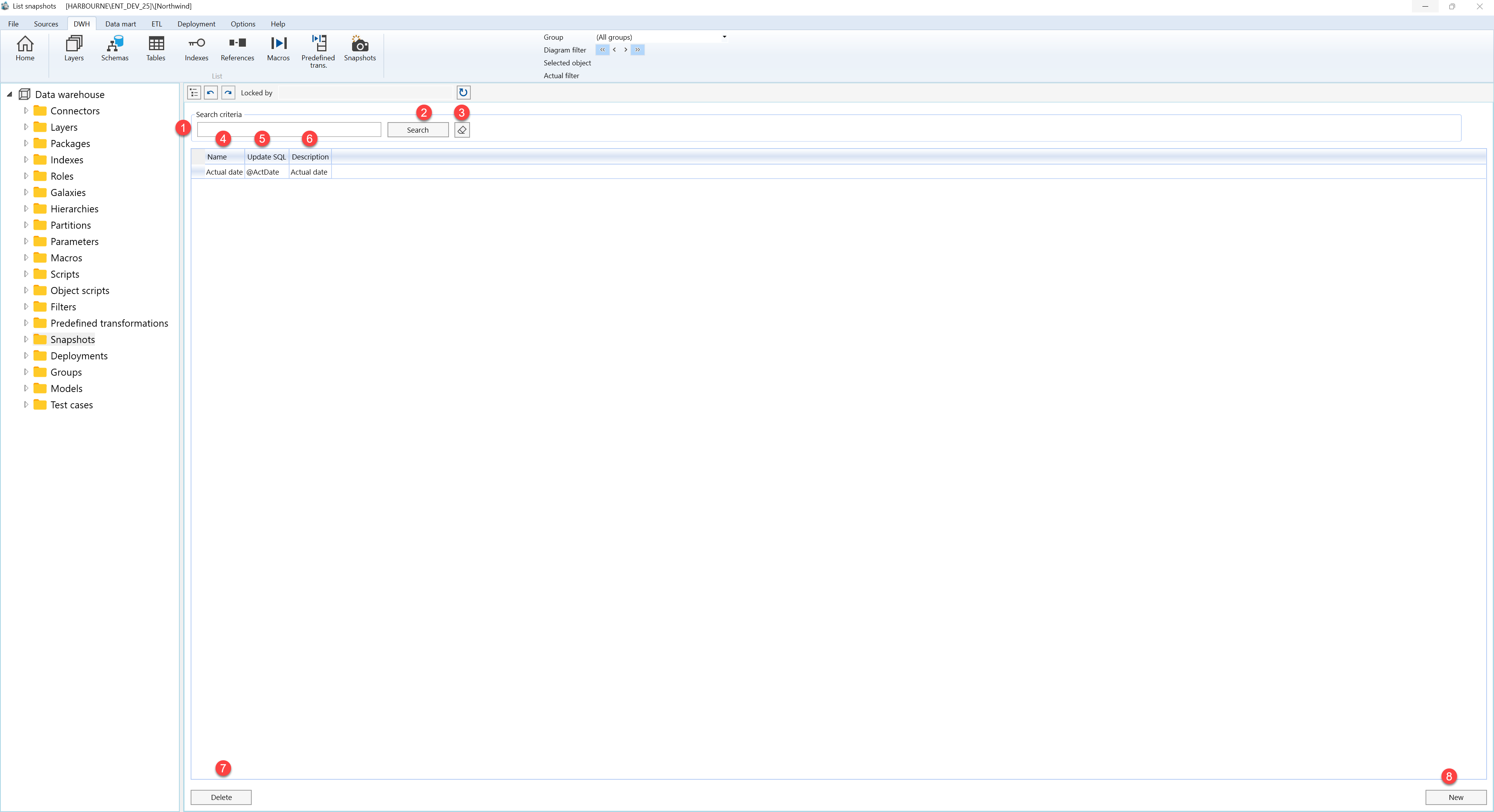 Snapshots - Screen overview