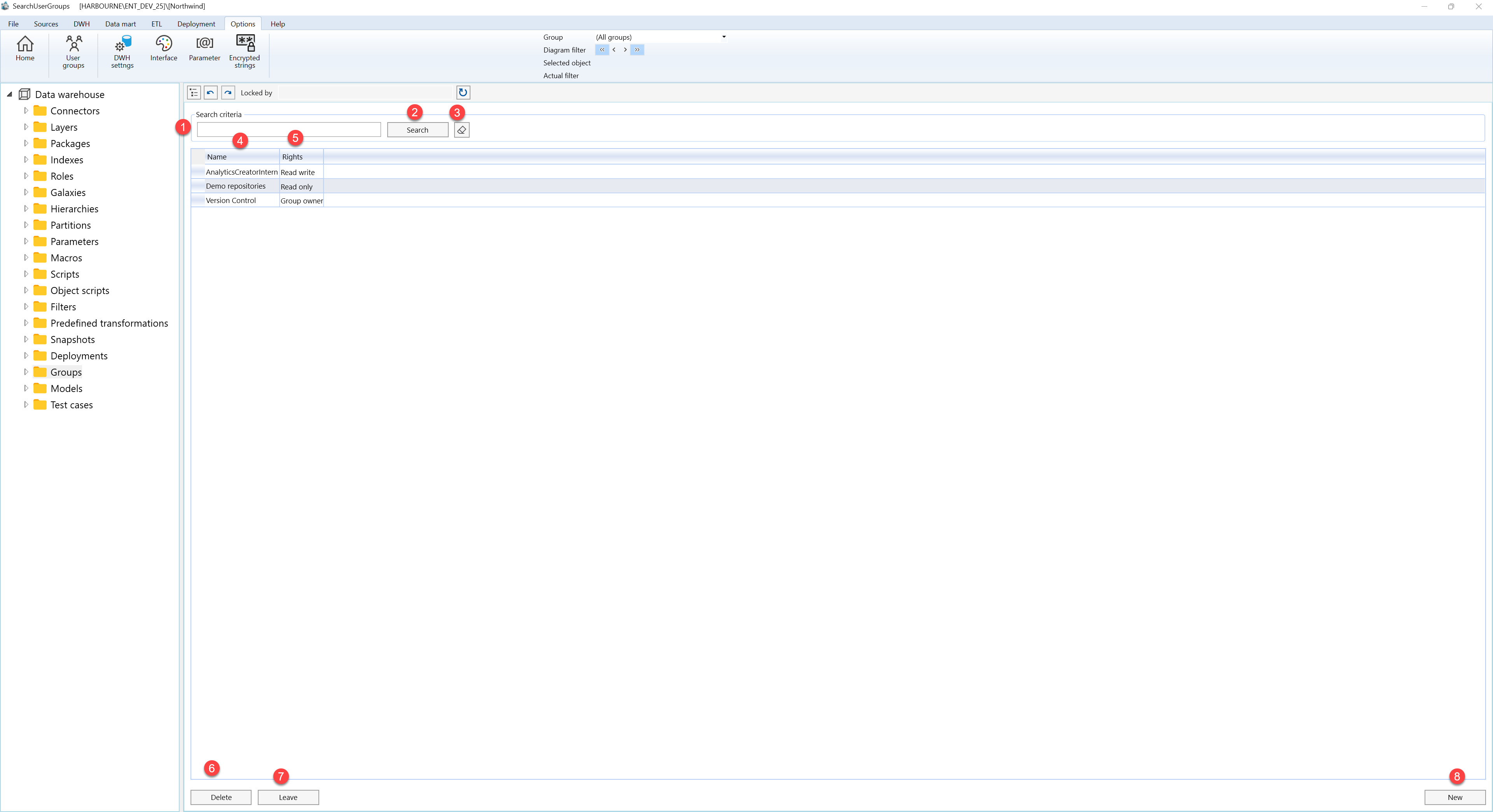 User groups - Screen overview