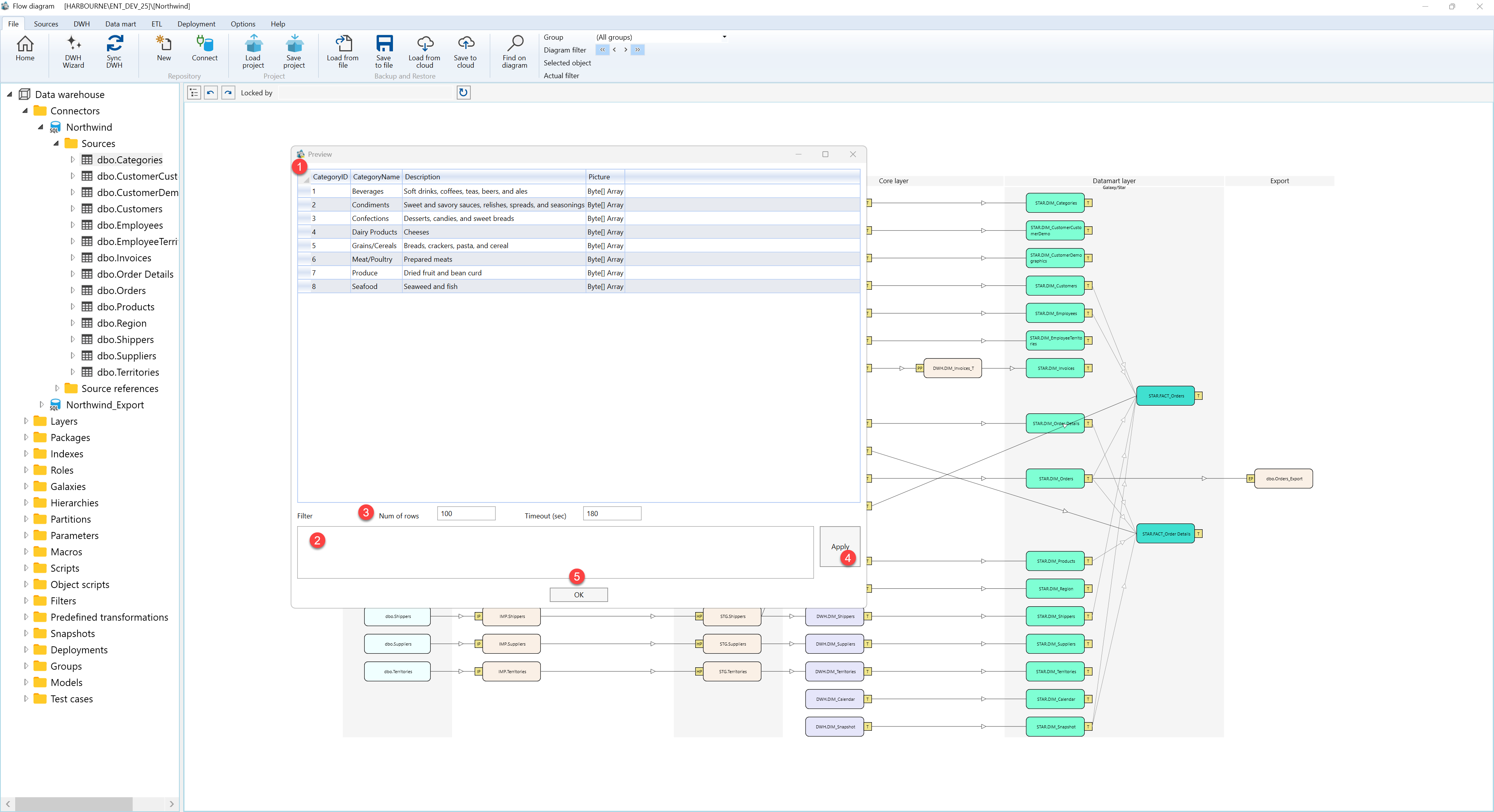Preview source data - Screen overview