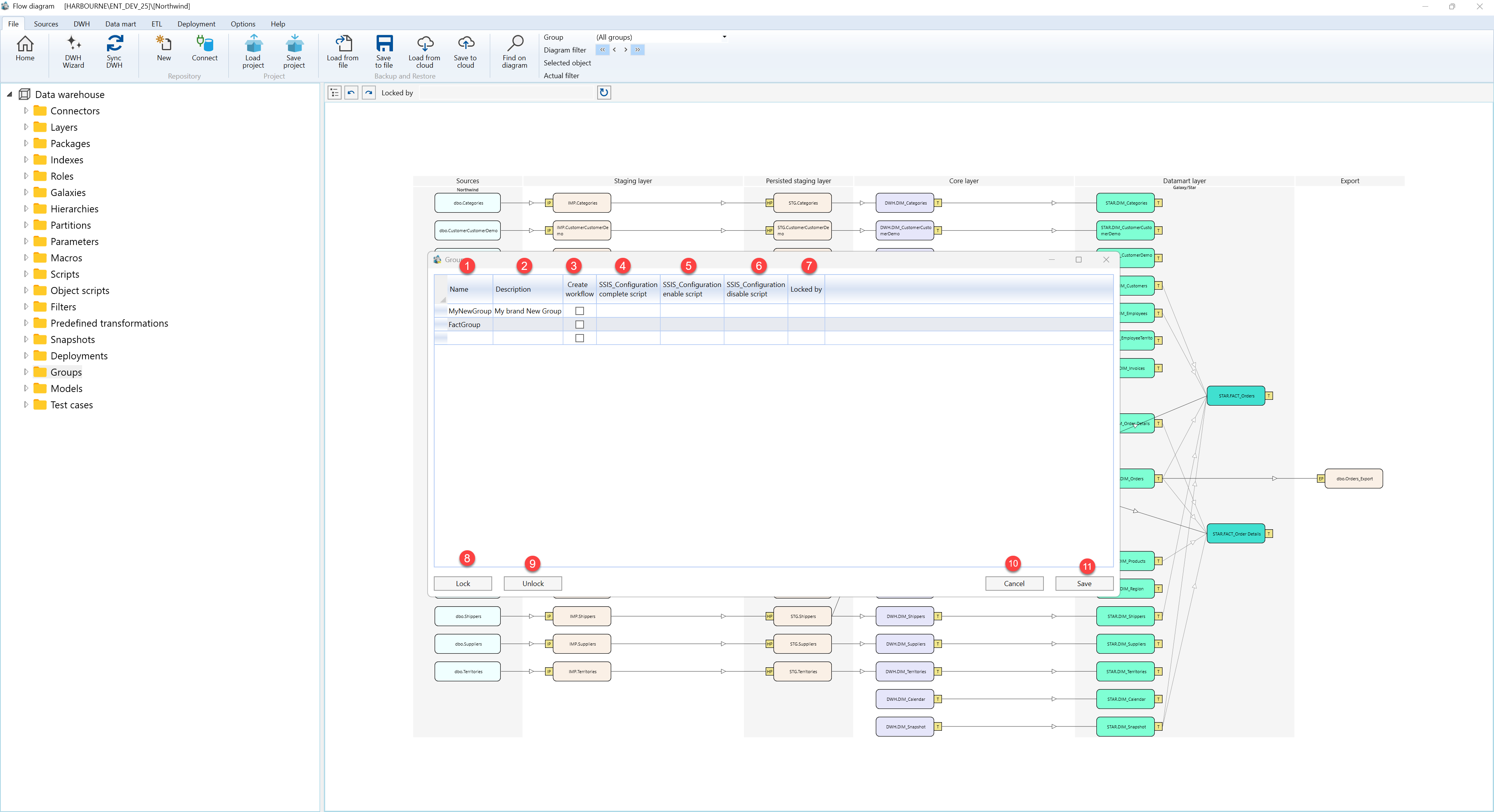 User Interface - Dialogs - Object groups screen overview