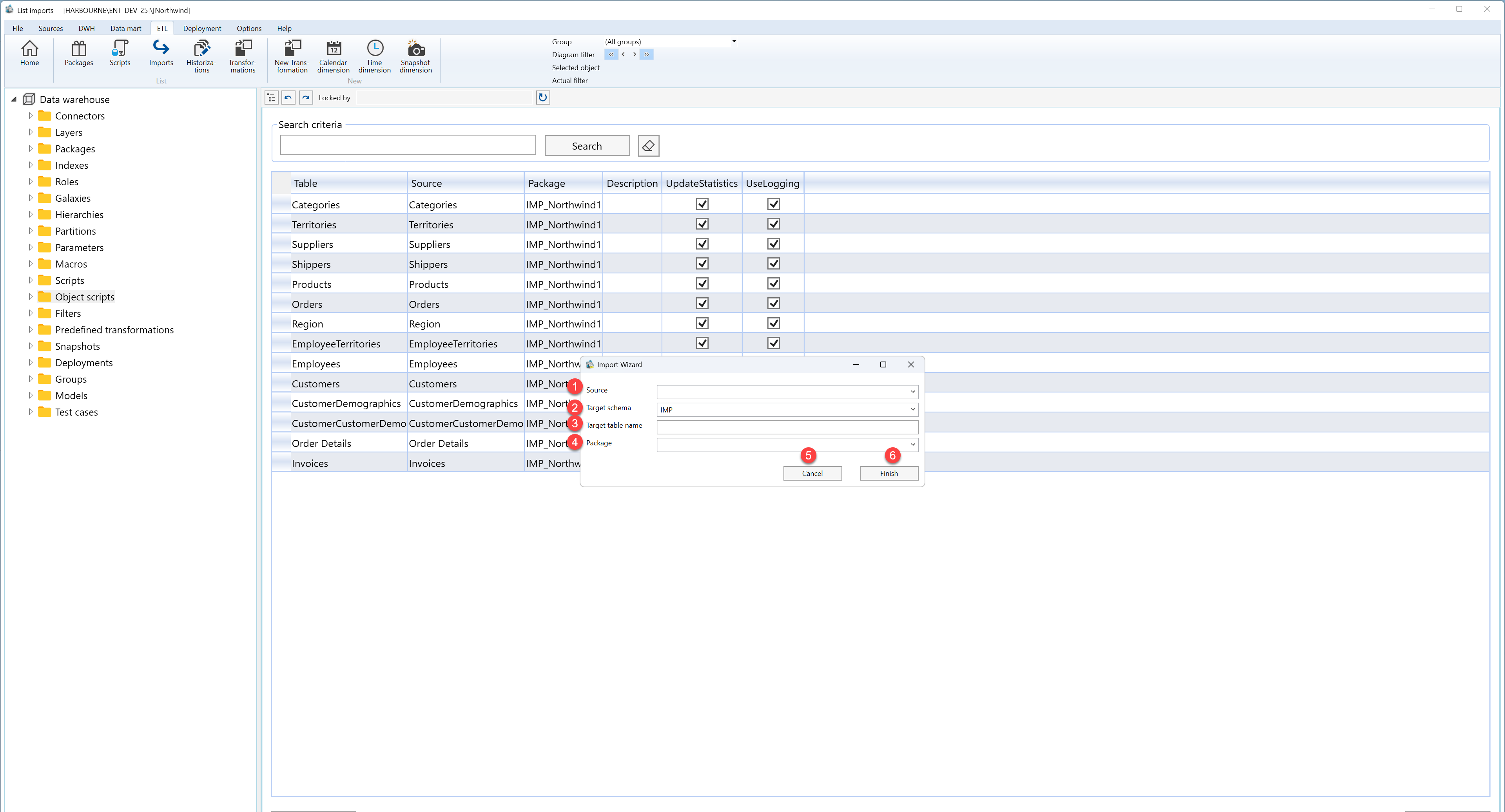 Create import screen overview