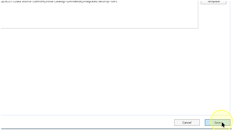 Save button at the bottom right of the Connector editor, beside Cancel.