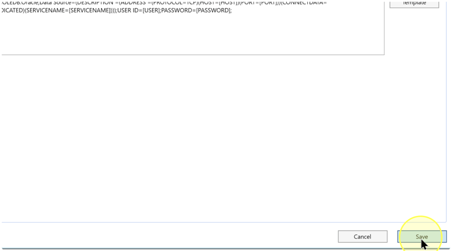 Save button highlighted at the bottom right of the Connector editor.