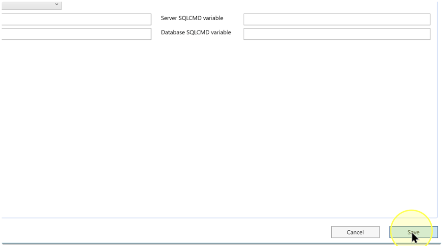 Lower-right area of the Connector editor with Save highlighted beside Cancel.