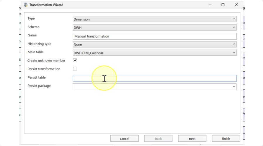 Locate the unknown-member and persistence controls; use the explicit choices in the step text.