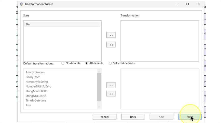 Finish the wizard only after reviewing the starting configuration.