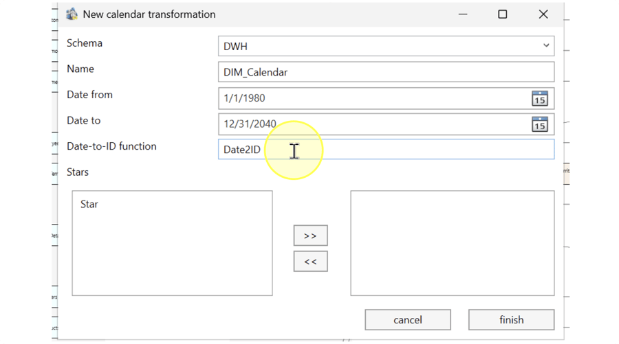 Date-to-ID function field containing the example Macro name Date2ID.