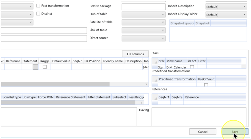 Save button highlighted below the Transformation definition and Stars assignment.