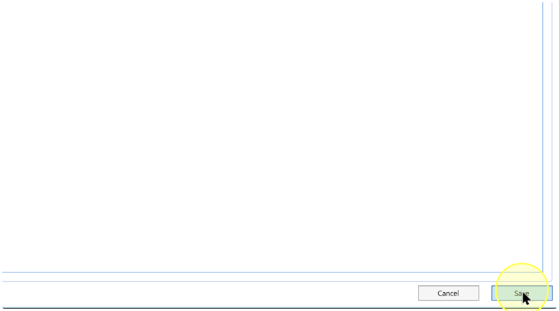 Save button highlighted beside Cancel below the Statement area.