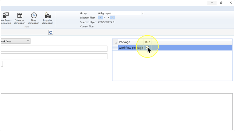 Run checkbox selected for the example Workflow package row.
