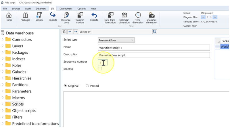 Sequence number set to 1 and Inactive checkbox clear.