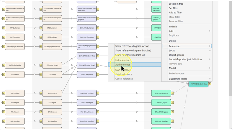 Add reference highlighted in the References submenu.