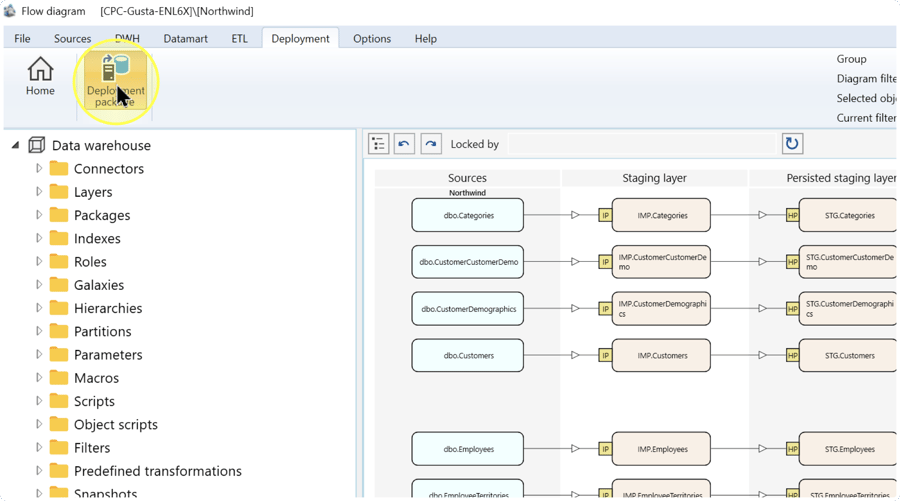 Open deployment definitions. Screenshot values are examples.