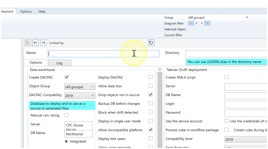 Name the deployment. Screenshot values are examples.