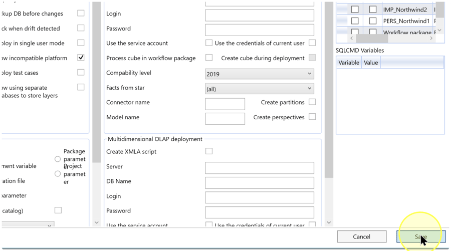 Save the reviewed definition. Screenshot values are examples.