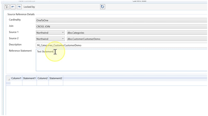 Description and Reference Statement fields; Reference Statement contains the illustrative text Test Statement.