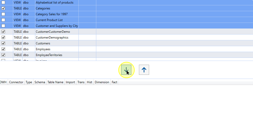 Move the selected objects into the configuration list