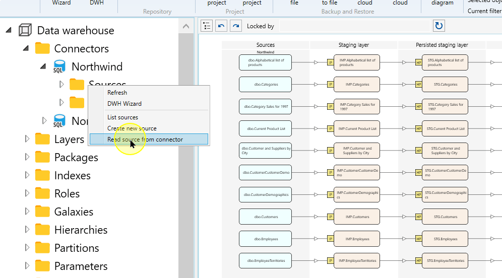 Read source from connector in the Sources menu