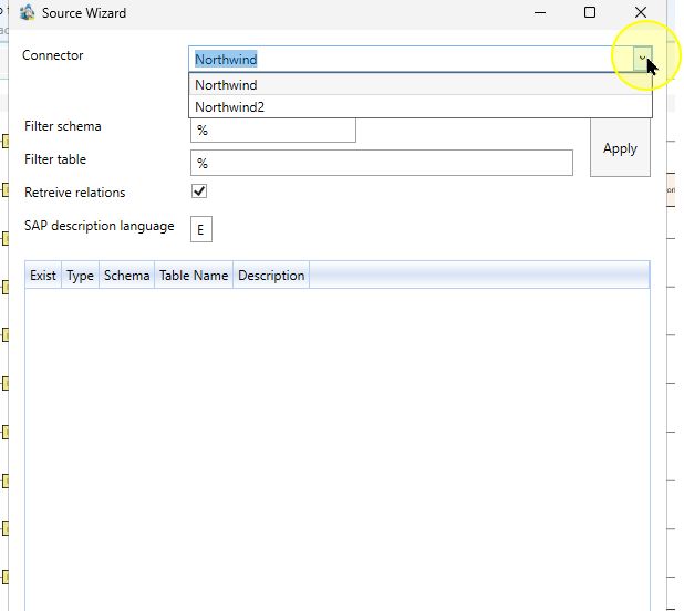 Confirm the connector in Source Wizard