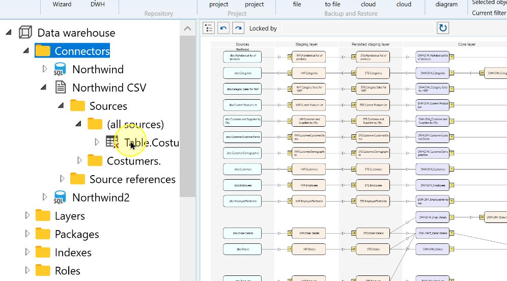 Select the existing CSV source