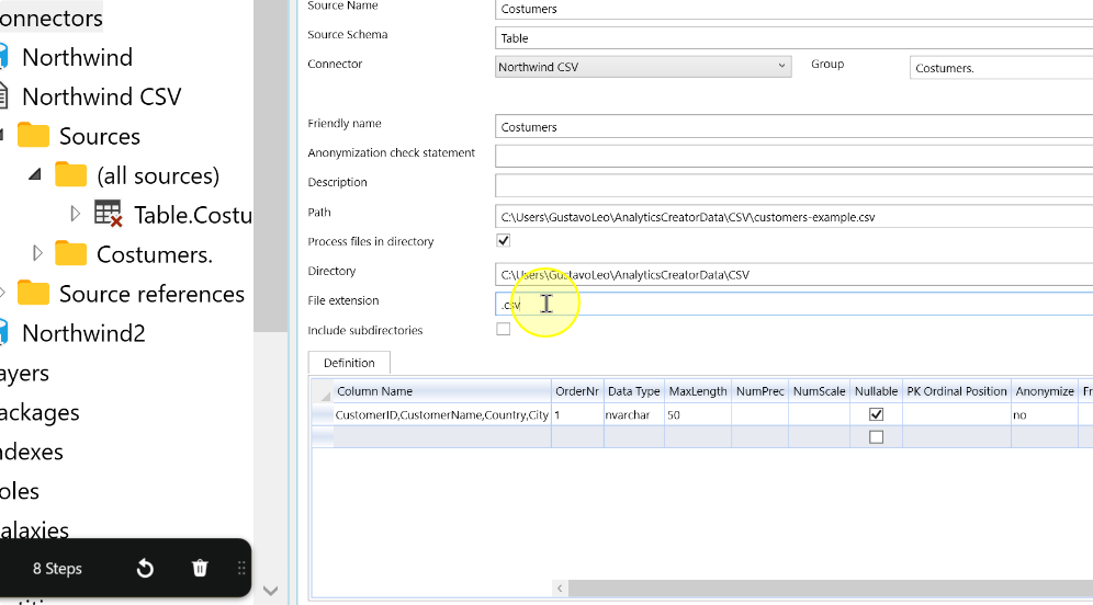 A .csv file-extension filter for directory processing
