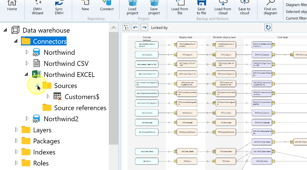 Expand Sources beneath the Excel connector