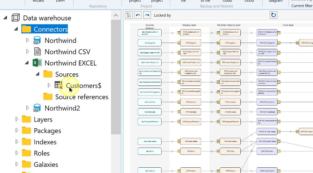Select the Customers$ Excel source