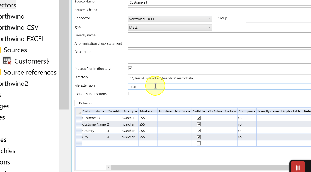 The .xlsx file-extension filter